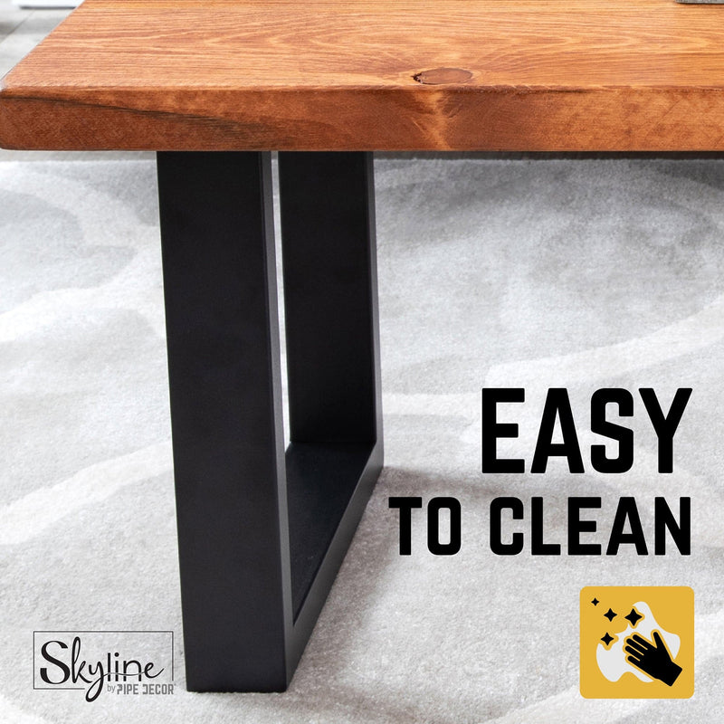 12 in. Skyline Matte Black Square Metal Landscape Coffee Table Legs - 2 Pack