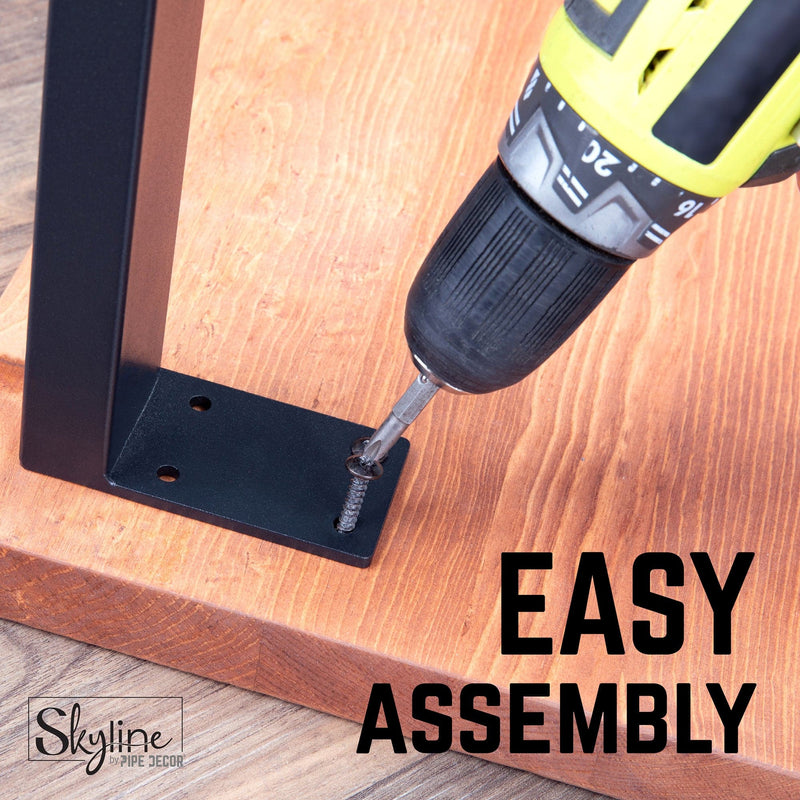 12 in. Skyline Matte Black Square Metal Landscape Coffee Table Legs - 2 Pack