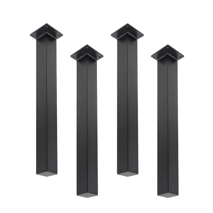 18 in. Skyline Matte Black Square Metal High-Rise Coffee or End Table Legs - 4 Pack