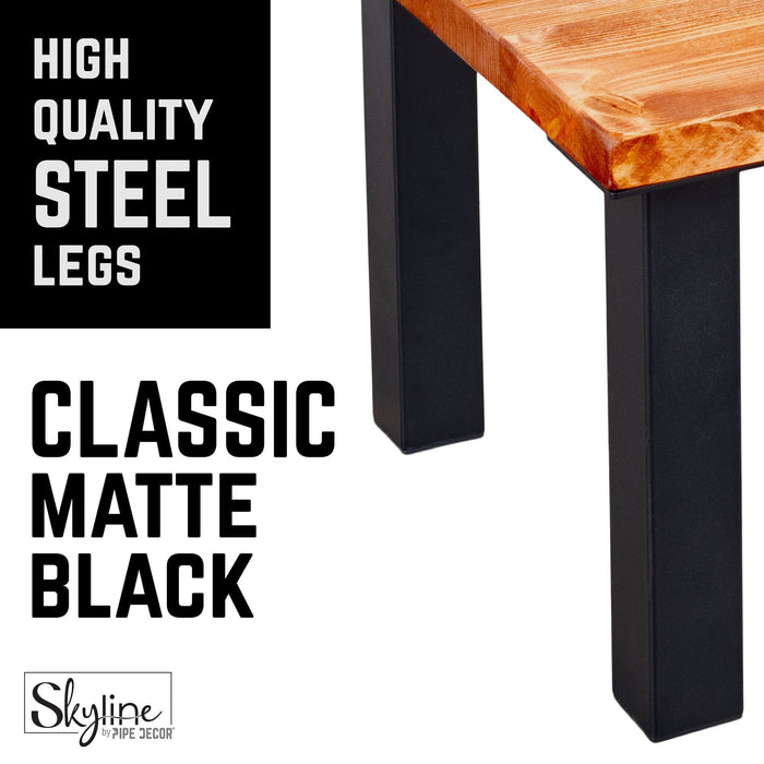 18 in. Skyline Matte Black Square Metal High-Rise Coffee Table Legs - 4 Pack