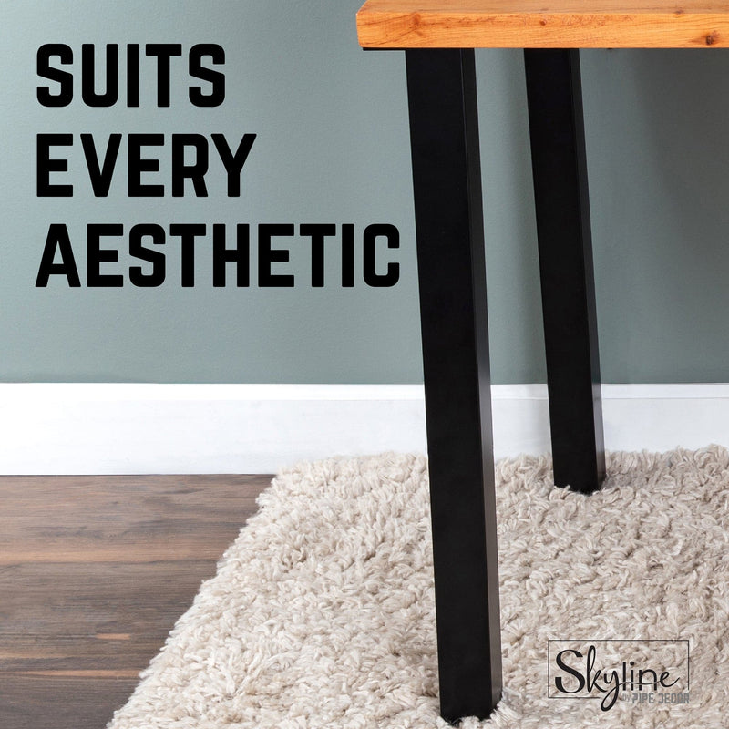 28 in. Skyline Matte Black Square Metal High-Rise Dining or Desk Table Legs - 4 Pack