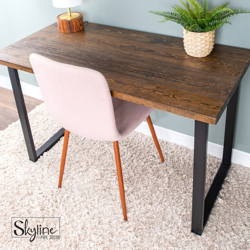 28 in. Skyline Matte Black Square Metal Landscape Dining or Desk Table Legs - 2 Pack