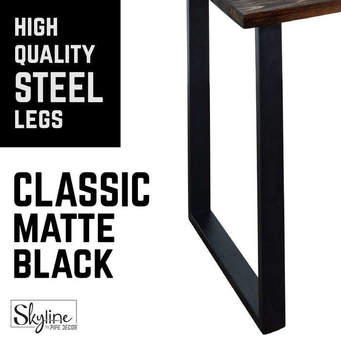 28 in. Skyline Matte Black Square Metal Landscape Coffee Table Legs - 2 Pack