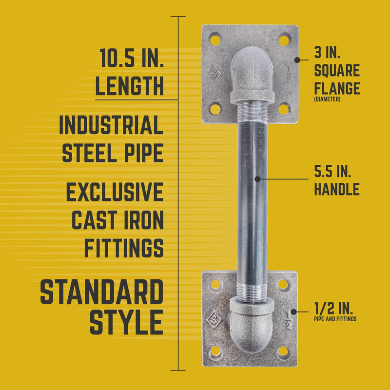 Manija cuadrada para puerta de granero de 1/2 pulg. y 10,5 pulg. de largo