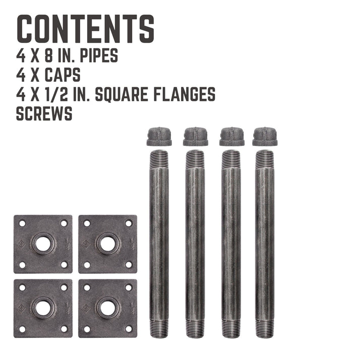 1/2 in. x 8 in. Square Flange Shelf Bracket Kit, 4 Pack