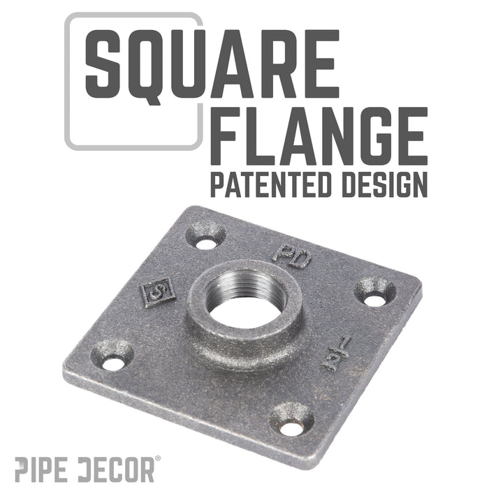1/2 in. x 12 in. Square Flange Pipe Table Legs - 4 Pack