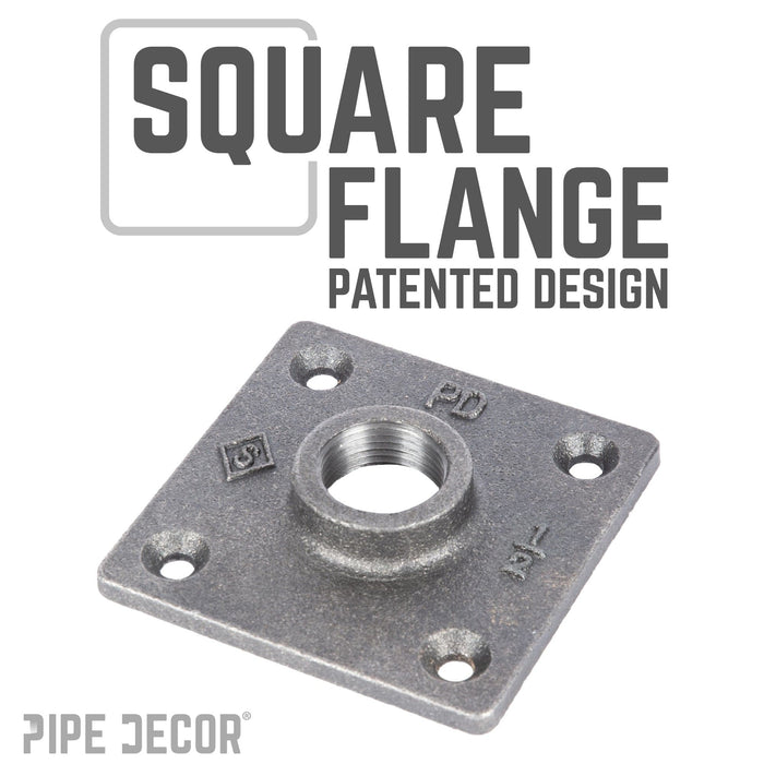 1/2 in. x 18 in. Square Flange Pipe Table Legs - 4 Pack