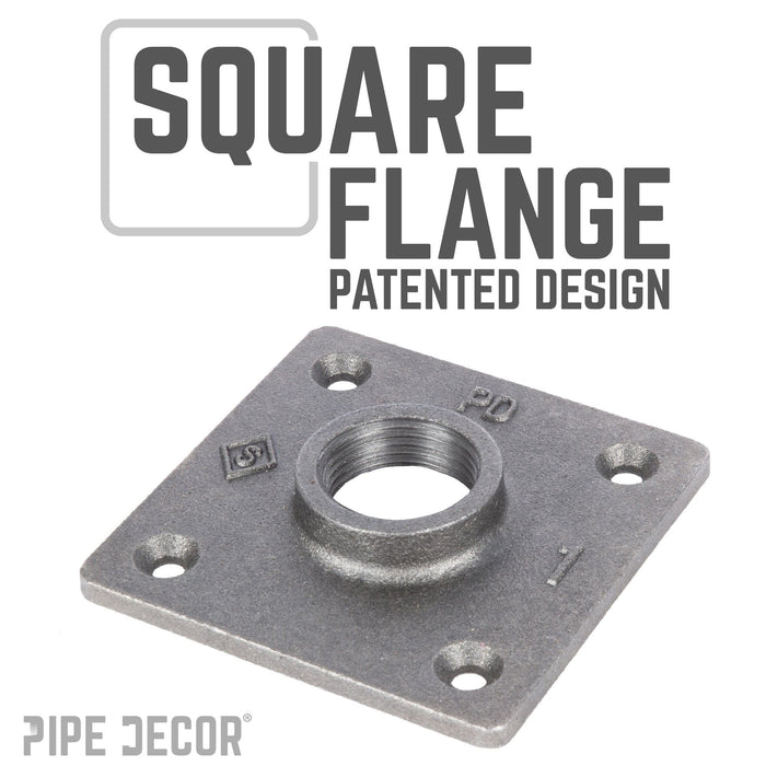 1 in. x 12 in. Square Flange Pipe Table Legs - 4 Pack