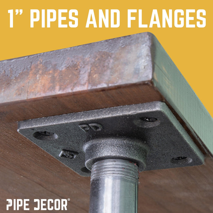 1 in. x 18 in. Square Flange Pipe Table Legs - 4 Pack