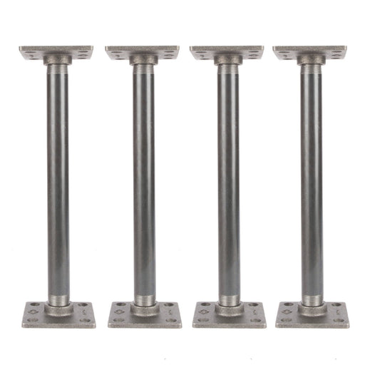 1/2 In  X 12 In  Square Flange Pipe Table Legs - 4 Pack - Pipe Decor