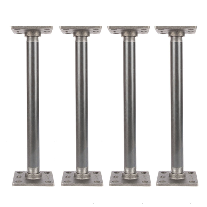 1/2 In  X 12 In  Square Flange Pipe Table Legs - 4 Pack - Pipe Decor