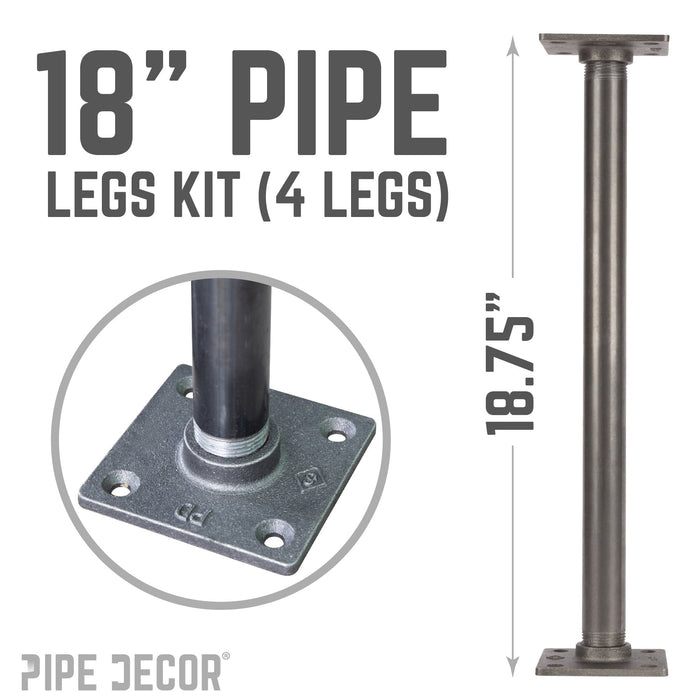 3/4 in. x 18 in. Square Flange Pipe Table Legs - 4 Pack