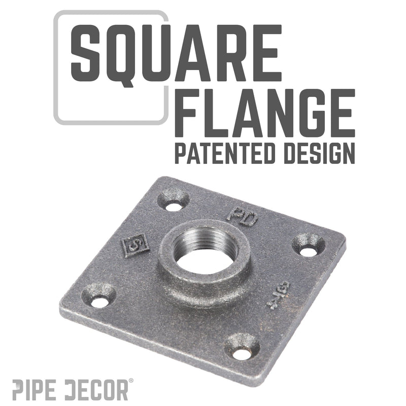 3/4 in. x 24 in. Square Flange Pipe Table Legs - 4 Pack
