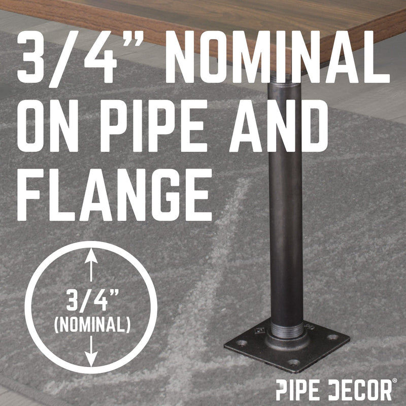 3/4 in. x 24 in. Square Flange Pipe Table Legs - 4 Pack — PIPE DECOR
