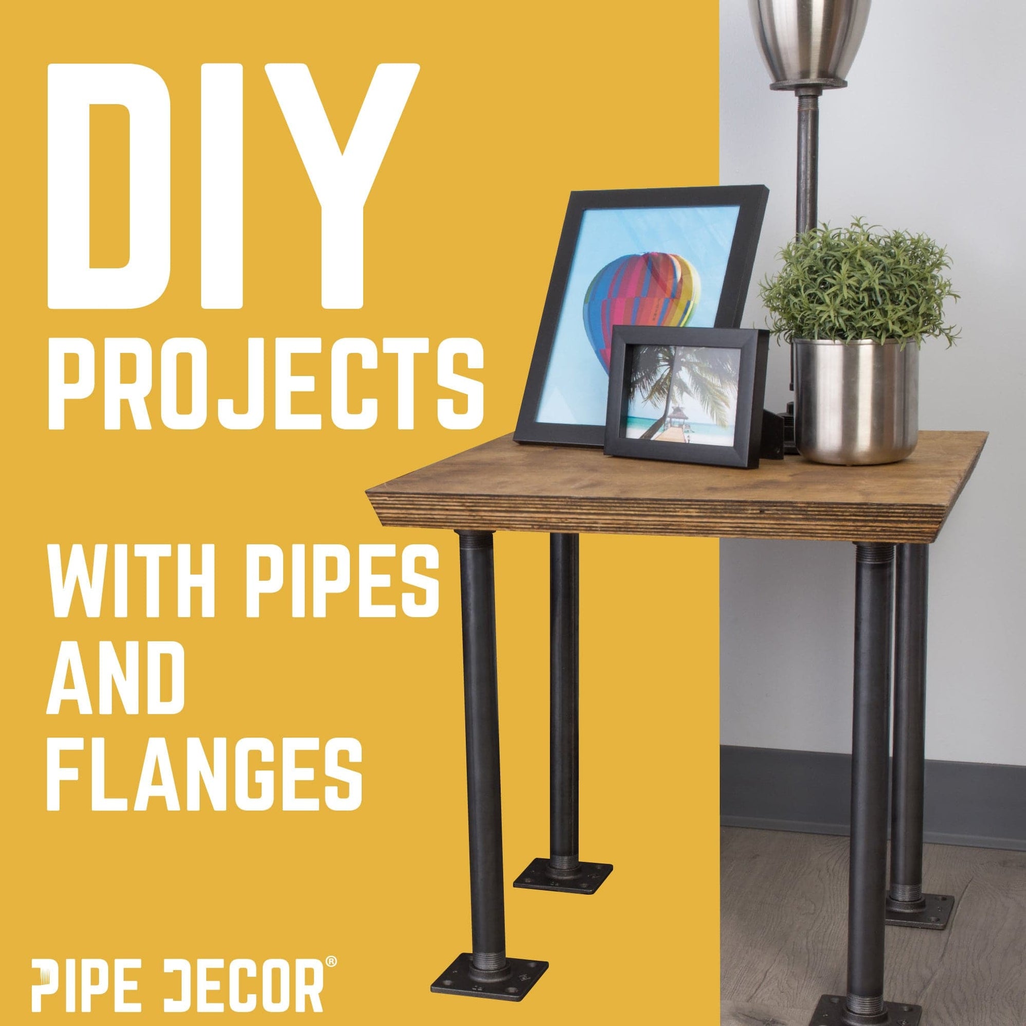 3/4 in. x 24 in. Square Flange Pipe Table Legs 4 Pack — PIPE DECOR