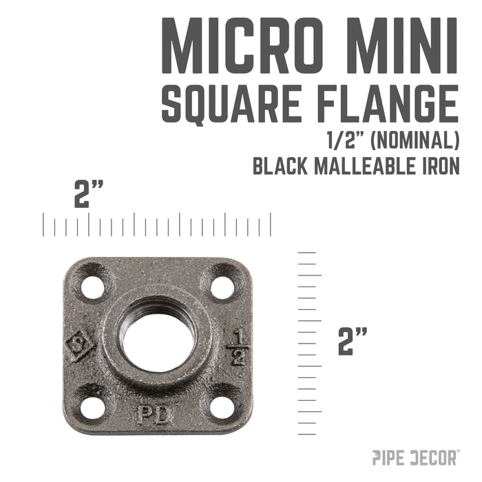 1/2 in. Black Micro Mini Square Flange