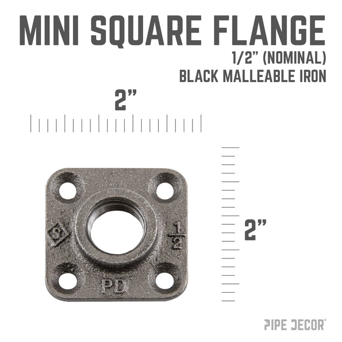 1/2 in. Black Micro Mini Square Flange (8-Pack)
