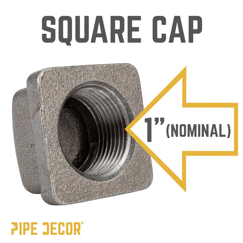 1 in. Black Square Cap