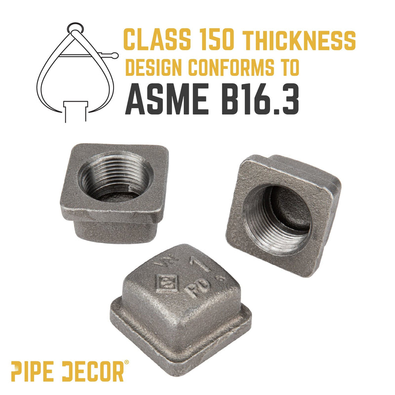 1 in. Black Square Cap