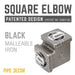 Pipe Decor Square Elbow Patented Design (Patent No. D985738) Black Malleable Iron