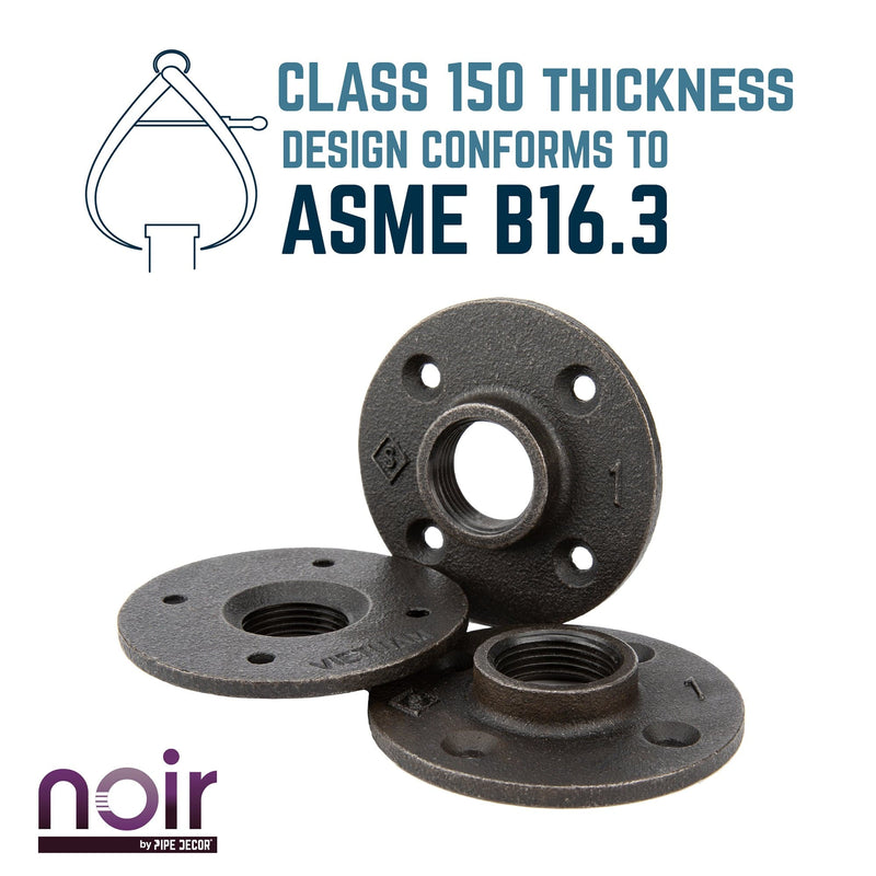 1 in. Prefinished Matte Black Floor Flange