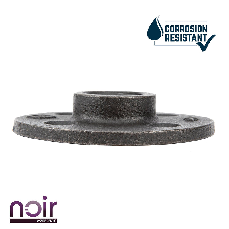 Brida de piso preacabada negra mate de 3/4 pulg.