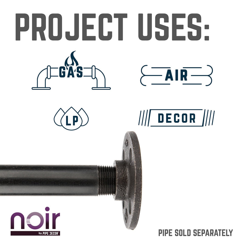 Brida de piso preacabada negra mate de 3/4 pulg.