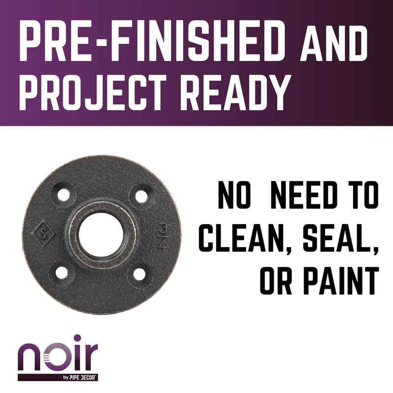 Brida de piso preacabada negra mate de 3/4 pulg.