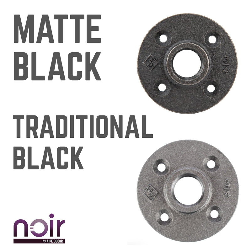 Brida de piso preacabada negra mate de 3/4 pulg.