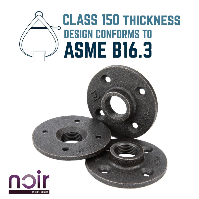 Brida de piso preacabada negra mate de 3/4 pulg.