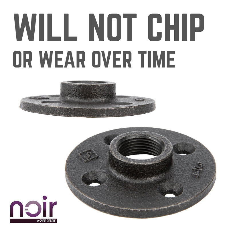 Brida de piso preacabada negra mate de 3/4 pulg.