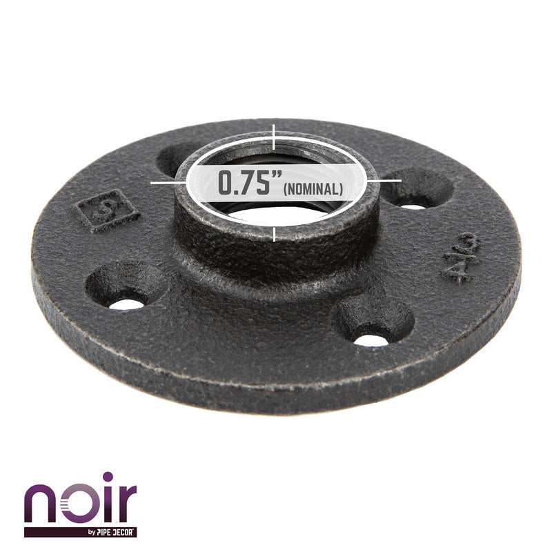 Brida de piso preacabada negra mate de 3/4 pulg.