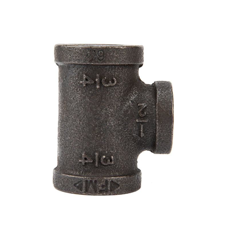 Tee reductora negra mate preacabada de 3/4 pulg. x 3/4 pulg. x 1/2 pulg.