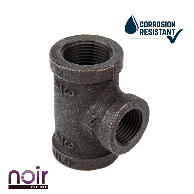 Tee reductora negra mate preacabada de 3/4 pulg. x 3/4 pulg. x 1/2 pulg.