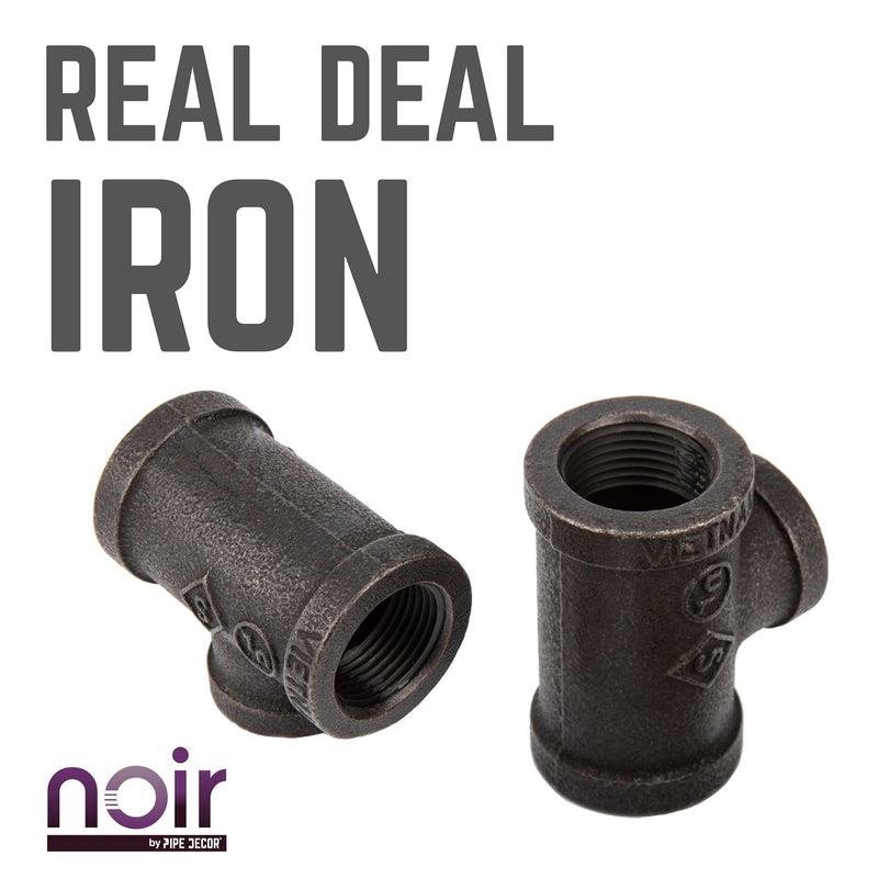 Tee reductora negra mate preacabada de 3/4 pulg. x 3/4 pulg. x 1/2 pulg.