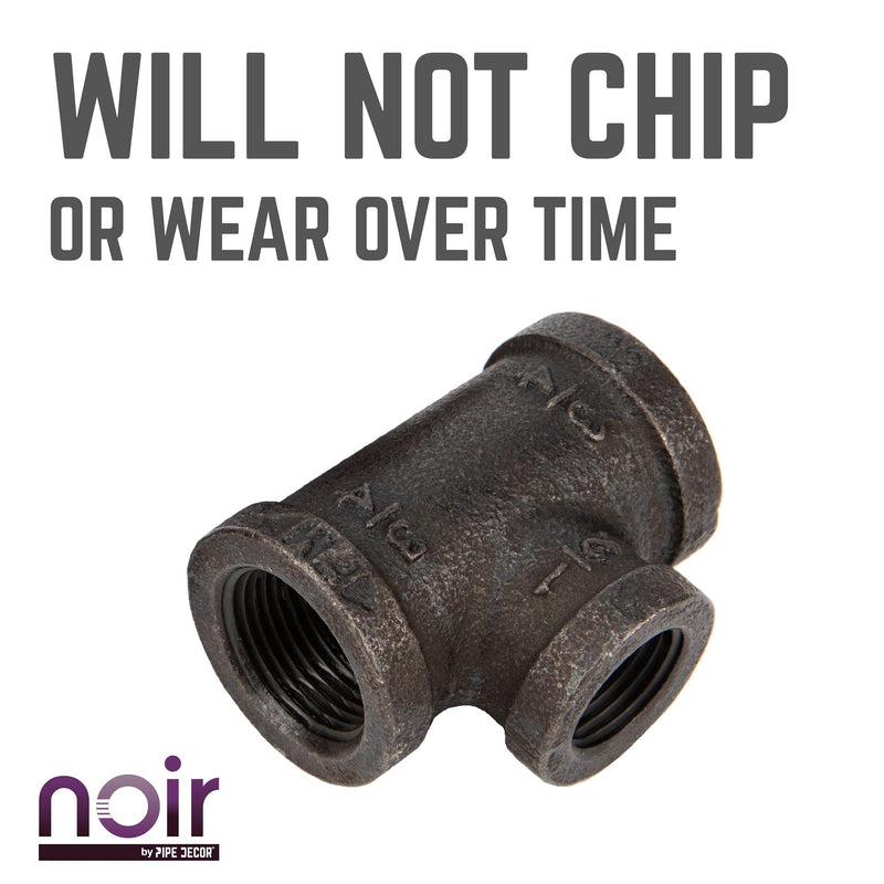 Tee reductora negra mate preacabada de 3/4 pulg. x 3/4 pulg. x 1/2 pulg.