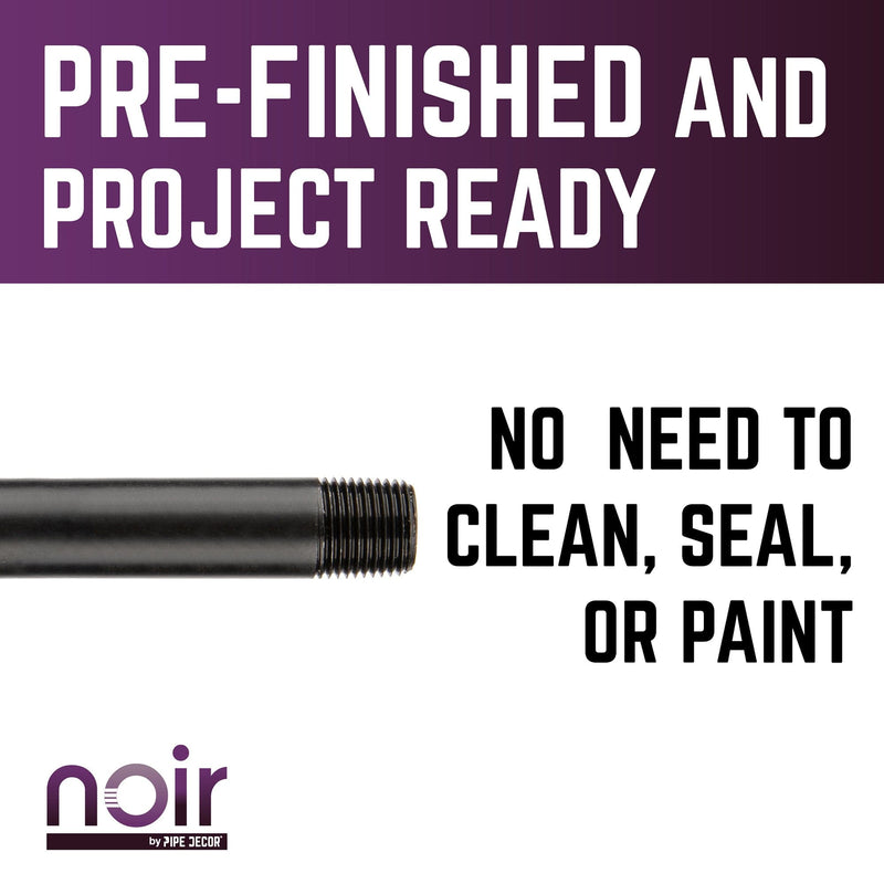 Tuyau préfini noir mat de 1/2 po x 12 po