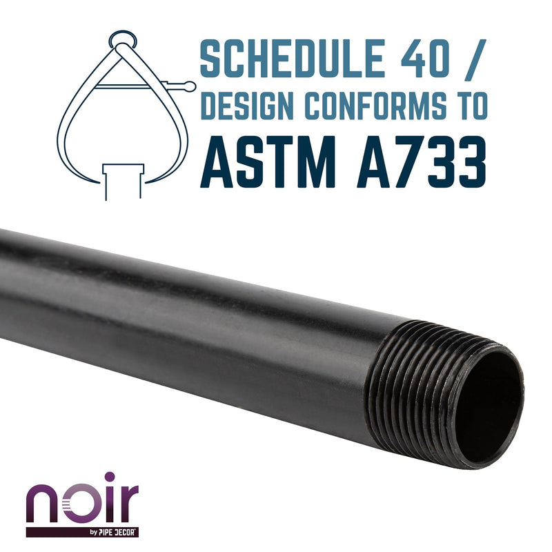 Tuyau préfini noir mat de 1/2 po x 12 po