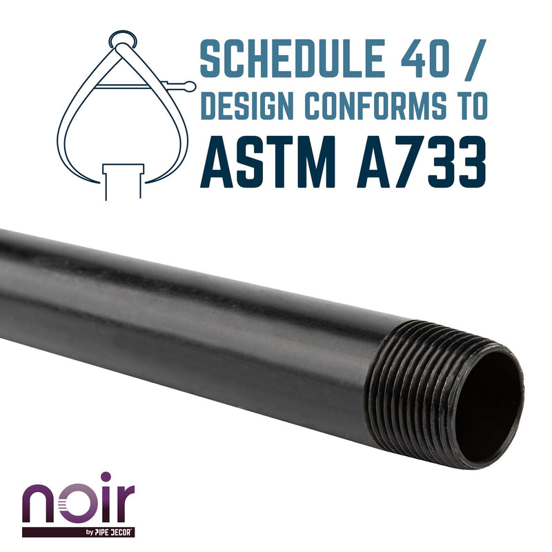 1/2 in. x 3 in. Prefinished Matte Black Pipe