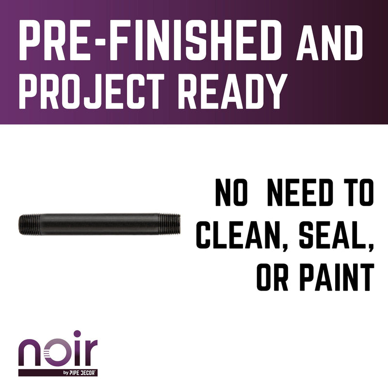 Tuyau préfini noir mat de 1/2 po x 6 po