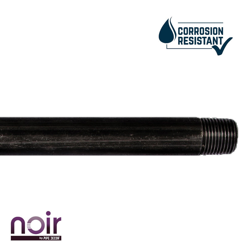 Tubo negro mate preacabado de 1/2 pulg. x 10 pulg.