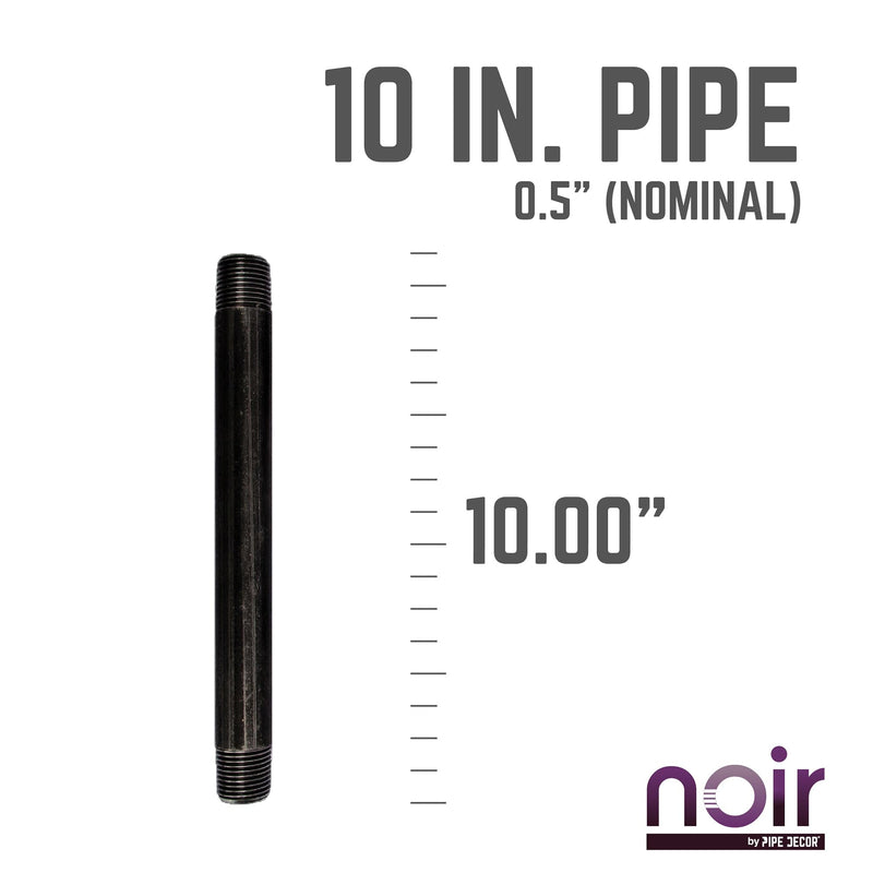 Tubo negro mate preacabado de 1/2 pulg. x 10 pulg.