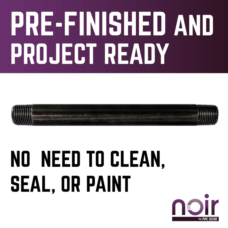 Tubo negro mate preacabado de 1/2 pulg. x 8 pulg.