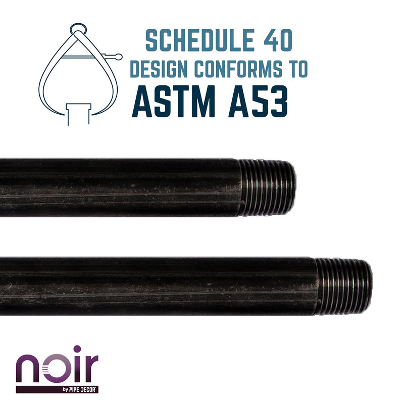 Tubo negro mate preacabado de 1/2 pulg. x 8 pulg.