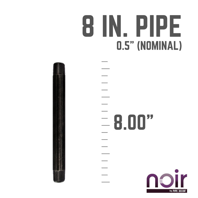 Tubo negro mate preacabado de 1/2 pulg. x 8 pulg.