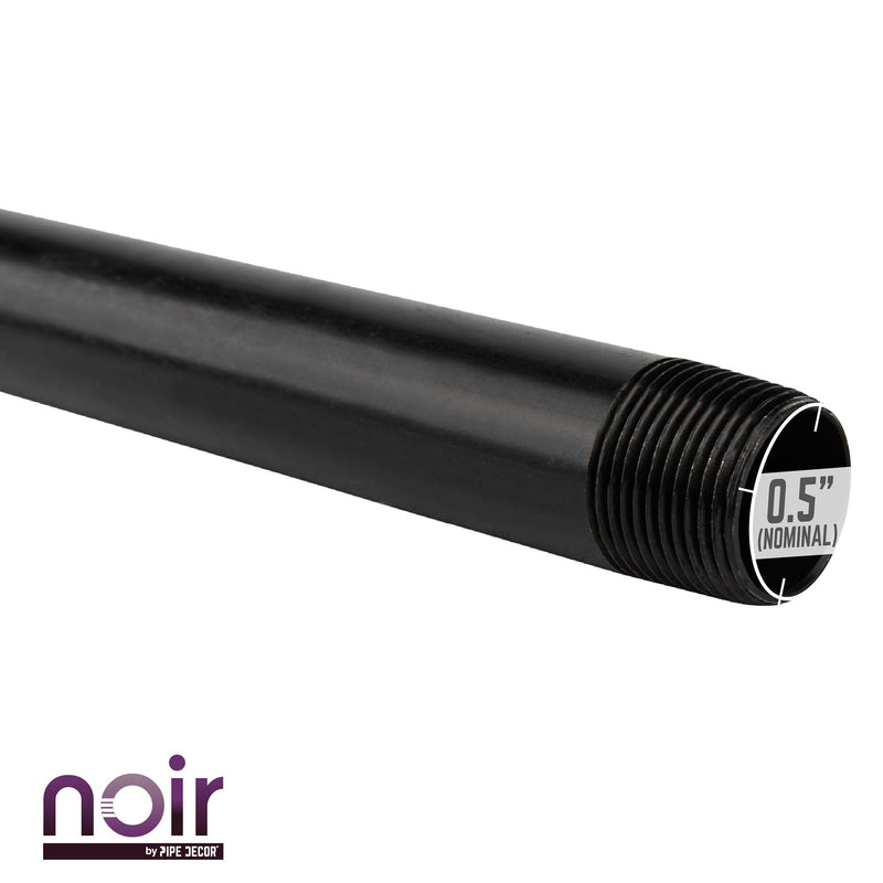 Tubo negro mate preacabado de 1/2 pulg. x 8 pulg.