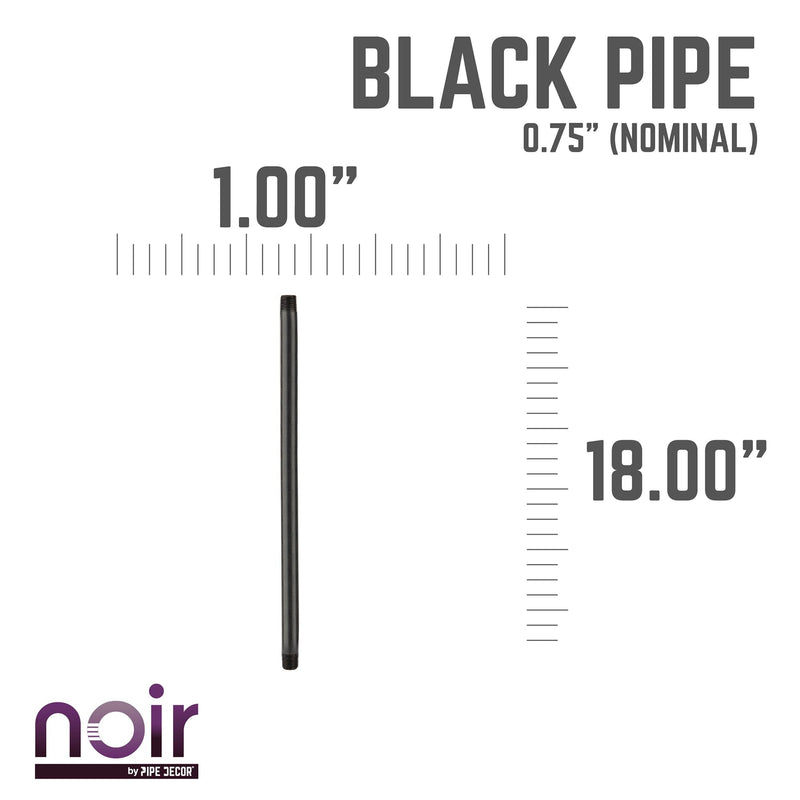 Tubo negro mate preacabado de 3/4 pulg. x 18 pulg.