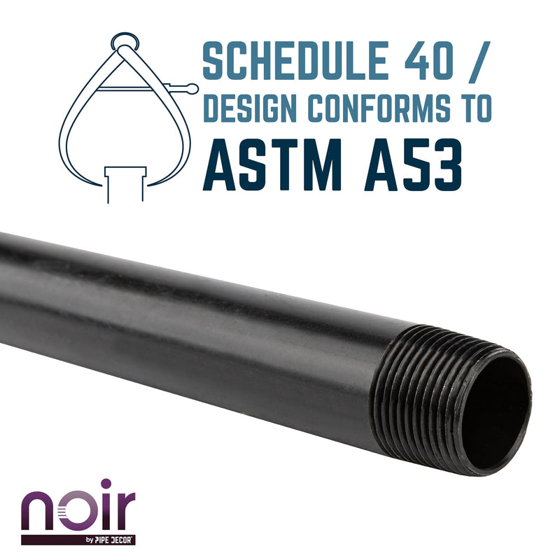 Tubo negro mate preacabado de 3/4 pulg. x 18 pulg.