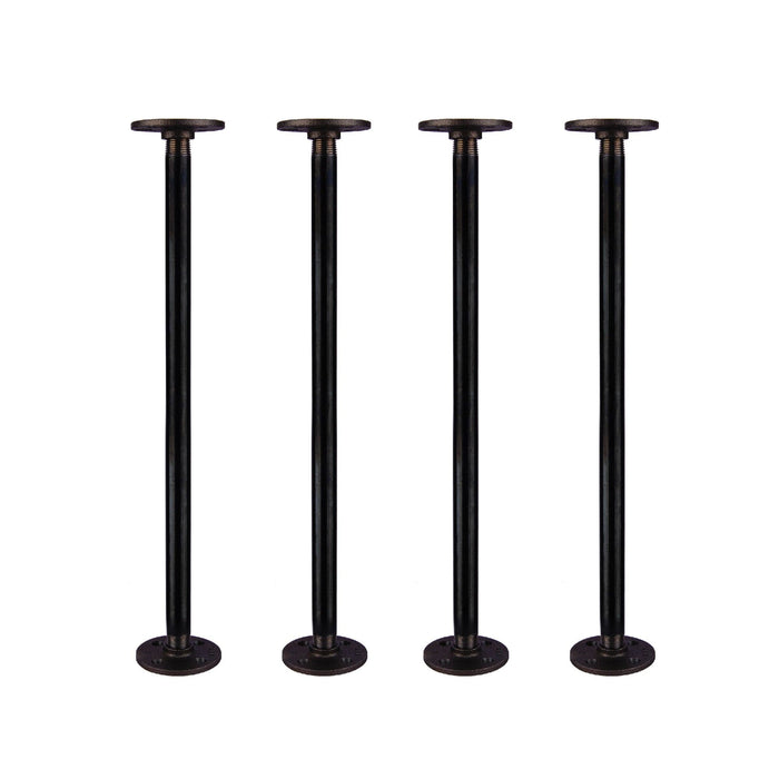 1/2 in. x 18 in. Noir Black Round Flange Pipe Table Legs - 4 Pack