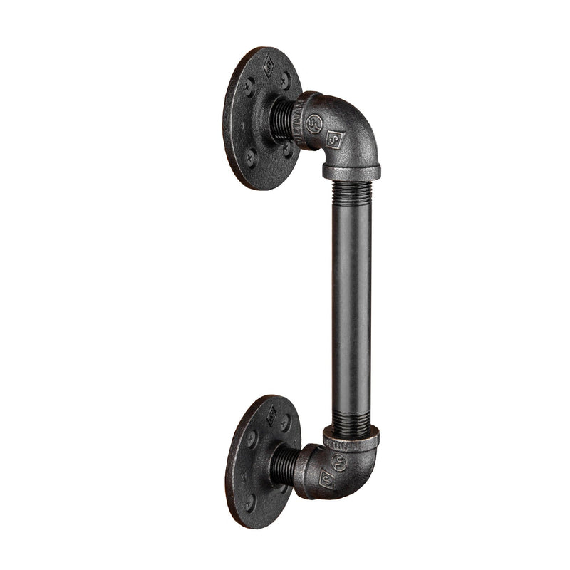1/2 in. x 6 in. Noir Black Barn Door Handle - 10.5 in. L